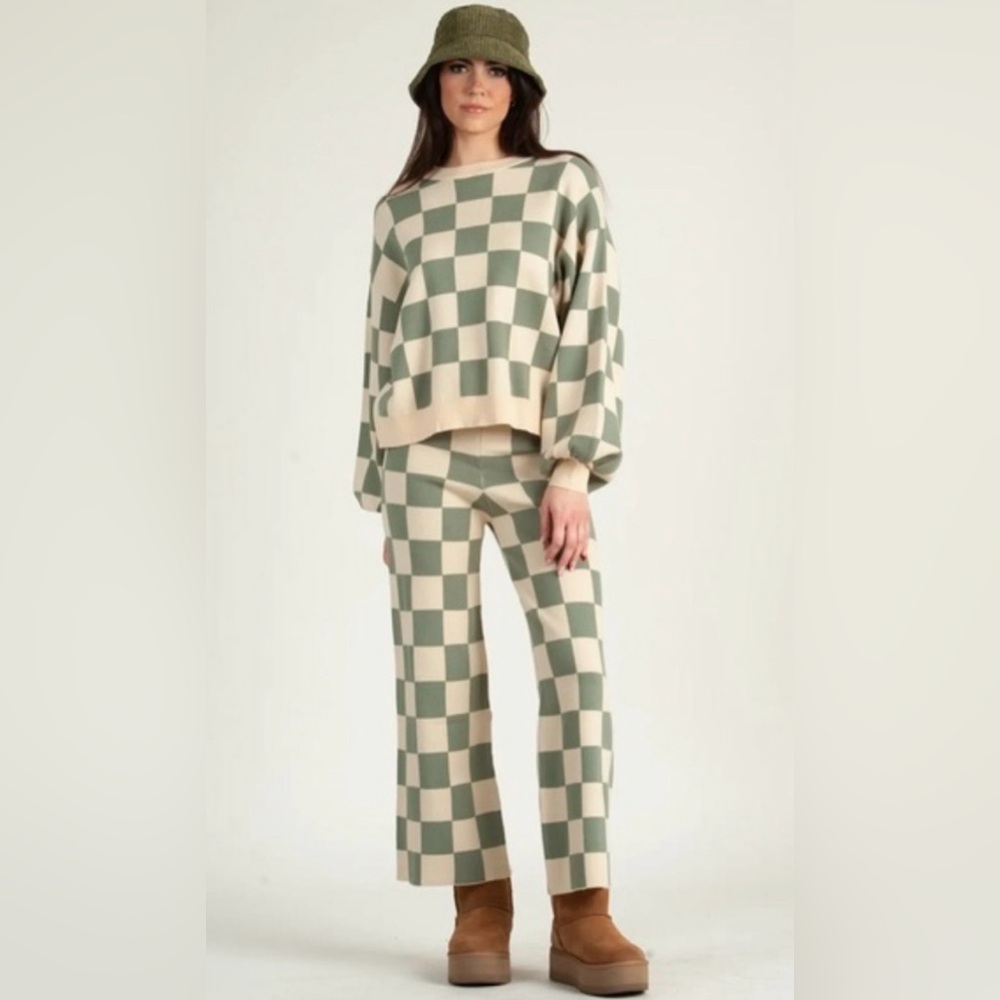 Lucca Couture Checkmate Sweater and Pants Set